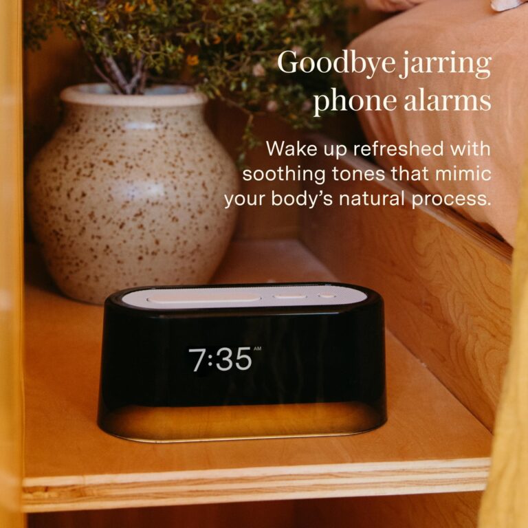 Loftie Smart Alarm Clocks for Bedrooms - Sound Machine Smart Alarm Clock w/Light, Bluetooth Speaker, White Noise, Nature Sound, Nightlight, Blackout Mode Alarm Clock, Smart Clock (Cherry) - Image 4