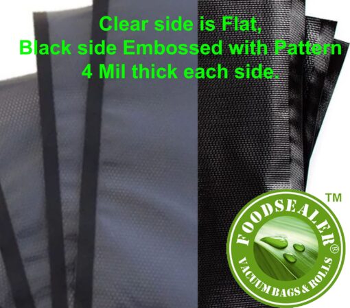 300 Pcs 4Mil 11.5” x 22” Black Clear Food Sealer Heavy Duty Commercial Food Grade BPA Free vacuum sealer bag roll for your Cabela's Food Sealer Food Saver Seal A Meal Weston vacuum sealer Freezable Microwave Safe Sous Vide Cooking bags rolls - Image 4