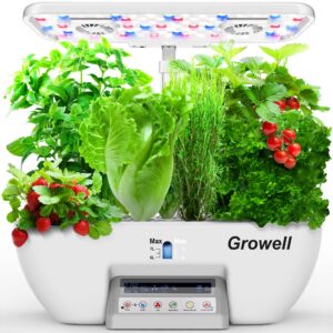 Hydroponics Growing System Kit, 17 Pods Herb Garden with 102 28W Full-Spectrum Grow Lights & 2 Fans, Indoor Garden with Water Pump, 10L Water Tank, Auto Timer, Height Adjustable (White & Grey)