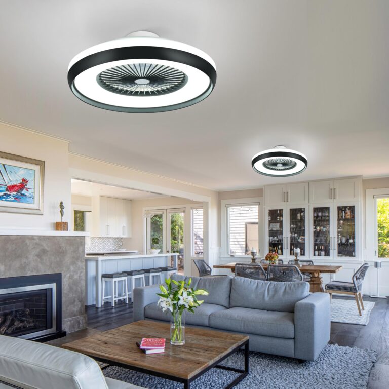 HUMHOLD 24" Bladeless Ceiling Fan with RGB Light Remote, Smart LED Ceiling Fans with Voice/App Control, Modern Low Profile Dimmable Light Ceiling Fan for Bedroom Living Room Black - Image 9