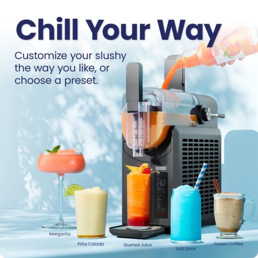 Iceman Slush-Ease 48 oz. Slushie Machine, Frozen Drink Maker & Slushy Machine with 5 Presets + Custom Option, Easy-Dispensing Lever for Frozen Margaritas, Frappes, and Slushies - Black - Image 6