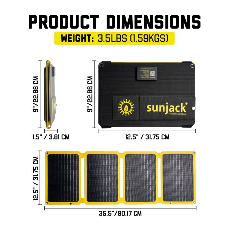 SunJack 40W Folding Portable Solar Panel Charger with Kickstands, IP67 Waterproof ETFE and DC/USB-A QC3.0 / USB-C PD30 for Cell Phone, Laptop, Power Station, Backpacking, Camping, Hiking, Emergency - Image 3