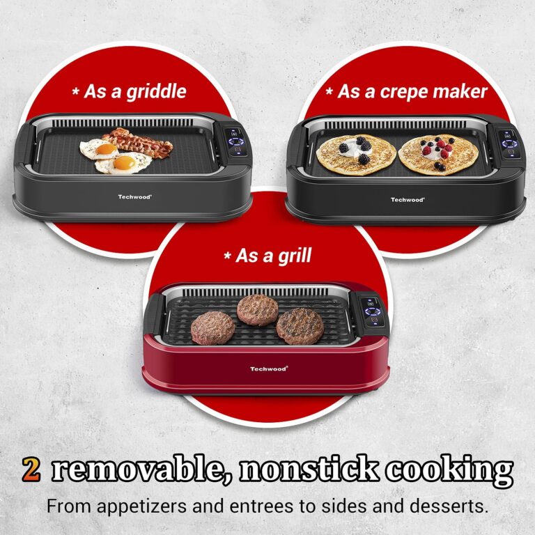 Indoor Smokeless Grill, Techwood 1500W Electric Indoor Grill with Tempered Glass Lid, Portable Non-stick BBQ Korean Grill, Turbo Smoke Extractor Technology, Drip Tray& Double Removable Plate, Black - Image 6