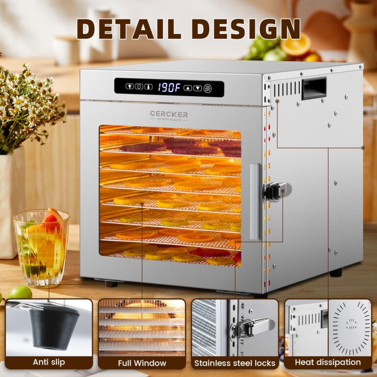 Food-Dehydrator Machine 9 Stainless Steel Trays, 1000W Fruit Dehydrator,7.7ft² Meat Dryer for Jerky,190ºF Temperature Control,24H Timer Dryer Machine for Herbs,Beef - Image 2