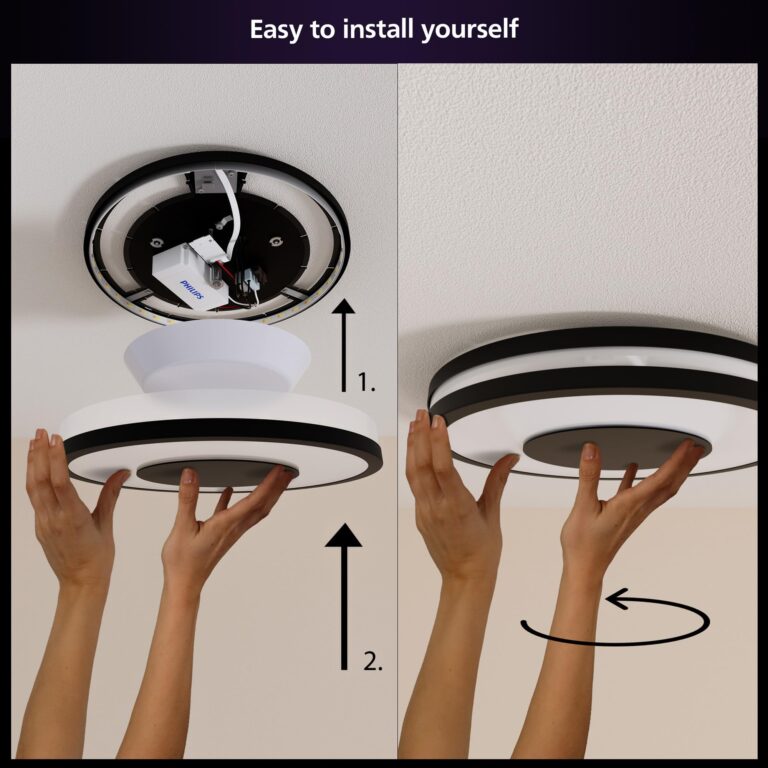 Philips Hue Being Ceiling Light, Black - White Ambiance Warm-to-Cool White Smart LED Light - 1 Pack - Control with Hue App - Compatible with Alexa, Google Assistant, and Apple Homekit - Image 3