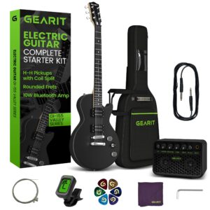 GEARit GI-155 Valley Series, 39" Electric Guitar Set w/Amplifier, H-H Pickups with Coil Split, All-Inclusive Starter Kit with Tuner, Gig Bag, and Guitar Strap, Cable, Picks, Strings - Black