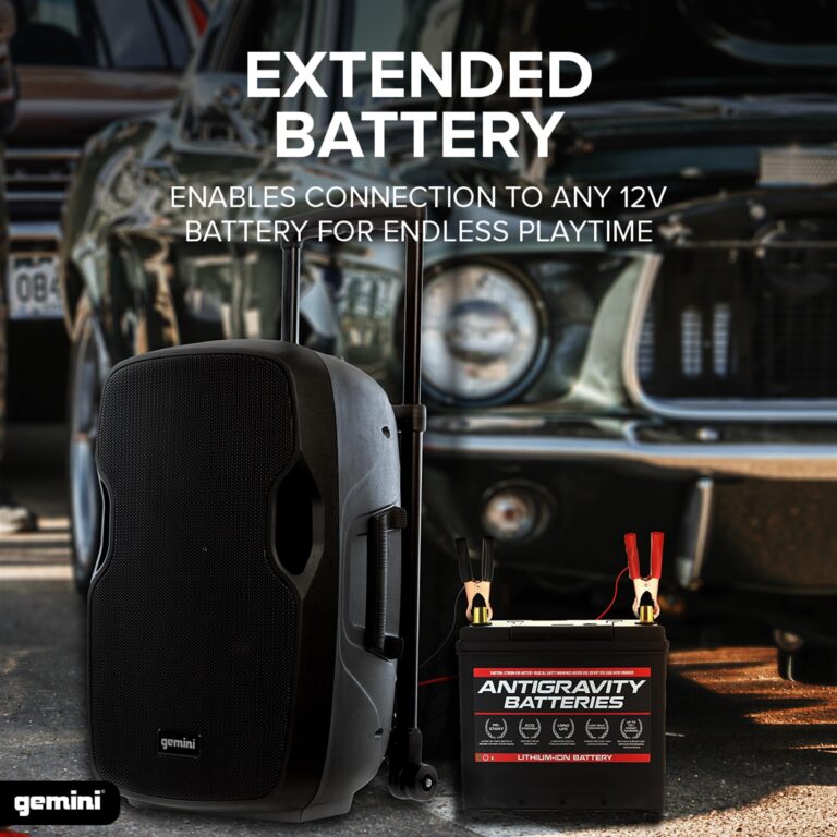 Gemini 12” 1500W Wireless Battery-Powered Bluetooth PA Speaker with Mic & Guitar Inputs, USB/SD/FM – Rugged Pro Audio for Outdoor Events, Instructors & Musicians - Image 4