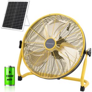 blessny 16" Large Solar Rechargeable Floor Fan, 15600 mAh 20W Solar Powered Portable Battery Fan for Home Outdoor Camping Gazebo Chicken Coop Greenhouse Barn, with 360° Adjust Tilt