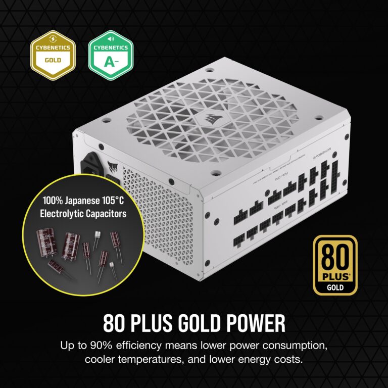 CORSAIR RM1200x Shift Fully Modular ATX Power Supply - 80 Plus Gold - ATX 3.0 - PCIe 5.0 - Zero RPM - Modular Side Interface - White - Image 5