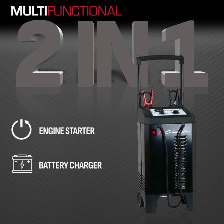 Schumacher Electric Wheeled Battery Charger and Engine Starter, SC1633, 2-in-1, Manual Timer Controlled, 200 Cranking Amps, 12 Volt, 24 Volt, for Car, SUV, Truck, and Marine Batteries - Image 7