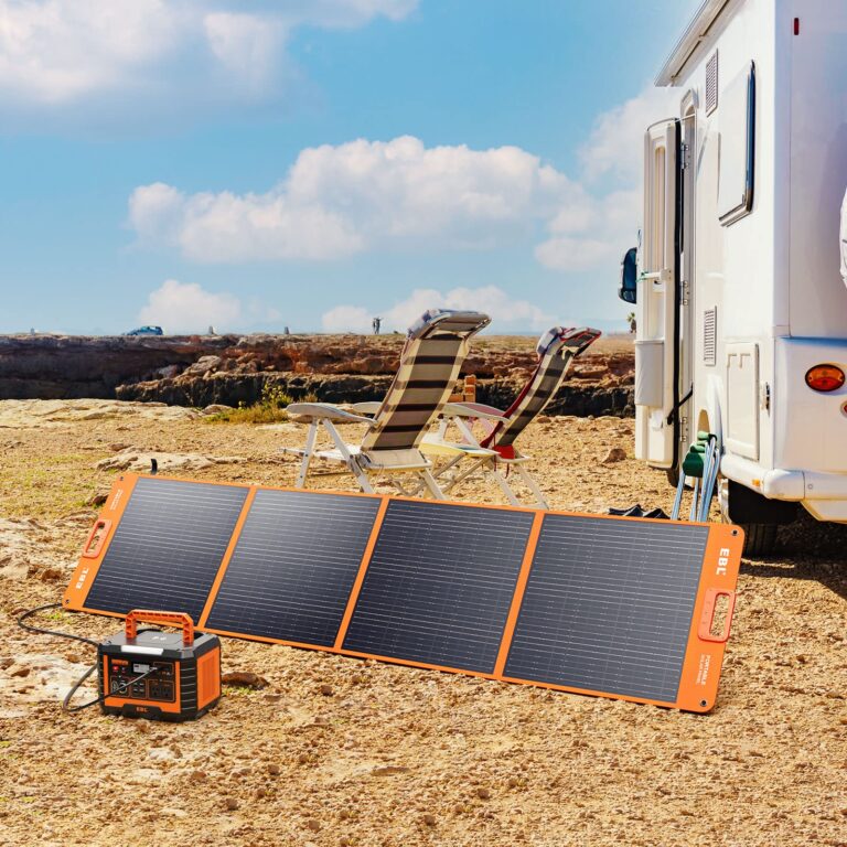 EBL 200W Portable Solar Panel for Power Station, Waterproof IP65 Foldable Solar Panel with MC-4 Anderson Output Connector for RV, Camping, Blackout - Image 2
