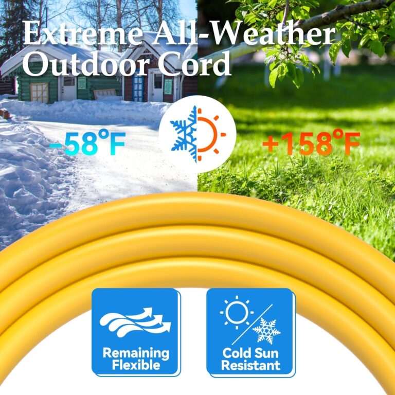 BBOUNDER 300 FT Super Size Outdoor Extension Cord Waterproof, 12/3 SJTW Heavy Duty 15A 1875W, Flexible 100% Copper 3 Prong Cords for Commercial Use and High Power Appliance, Yellow - Image 8