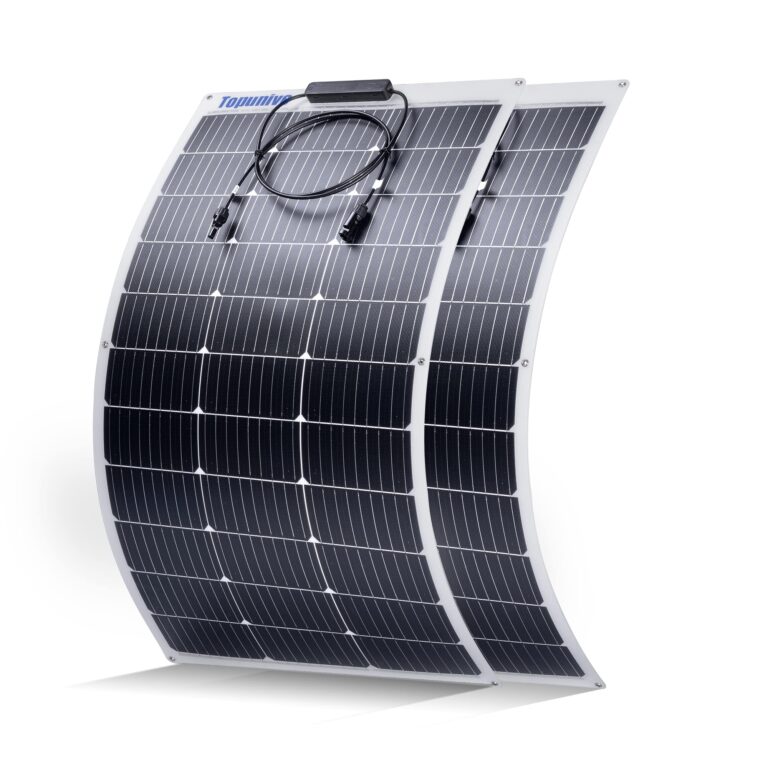 Topunive 2PCS 100W 12V Flexible Solar Panel 9BB Monocrystalline Cell 12 Volt Semi-Flexible for Marine RV Trailer Boat Cabin Van Car Uneven Surfaces 12V 24V Battery Charge