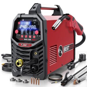 BESTMIG 200A MIG Welder - 6-in-1 IGBT Inverter Welding Machine, Gas/Gasless Flux Core, Stick, Lift TIG, Spot & Spool Gun - Portable 110V/220V Equipment