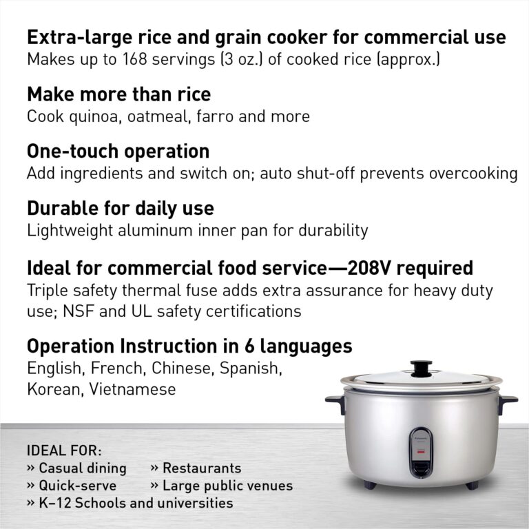 Panasonic Commercial Rice Cooker, 208V Extra-Large Capacity 80-Cup (Cooked), 40-Cup (Uncooked) with One-Touch Operation - SR-GA721L - Silver - Image 6