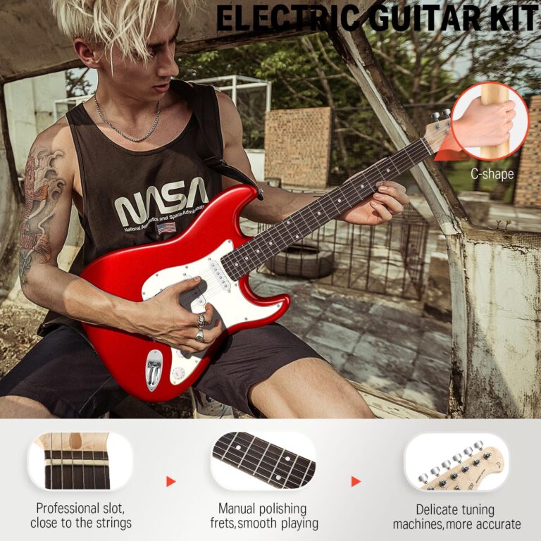 Donner 39-Inch Electric Guitar Starter Kit with Solid Body, HSS Pickup, Accessories, Amplifier, Lessons, and Digital Tuner - Red - Image 3