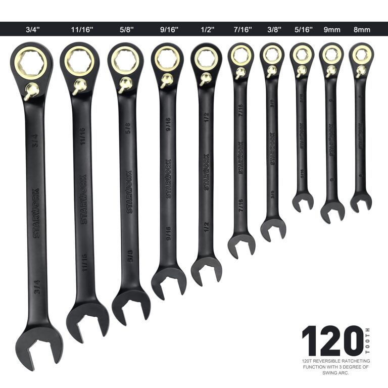 STARWORK TRUE MECHANIC™ 20 Pc. 120T Reversible Ratcheting Combination Wrench Set, Long Pattern, SAE, Metric, Professional, With Portable Roll-Up Pouch Bag - Image 4