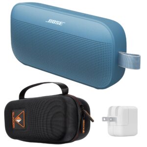 Bose New SoundLink Flex Portable Bluetooth Speaker (2nd Gen), Outdoor Speaker with Hi-Fi Audio, Up to 12 Hours Battery, Waterproof and Dustproof, with Slinger Hard Travel Case & USB Plug (Blue Dusk)