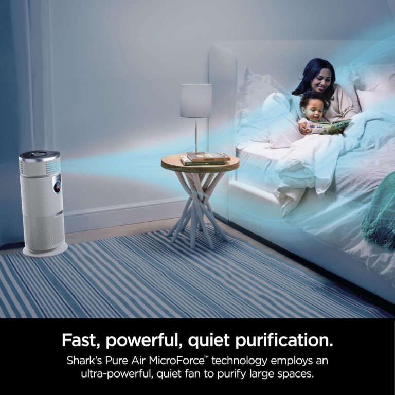 Shark 3-in-1 Clean Sense Air Purifier, Heater & Fan, HEPA Filter, 500 Sq Ft, Oscillating, Captures 99.98% of Particles for Clean Air, Dust, Smoke & Allergens, White, HC450 - Image 2
