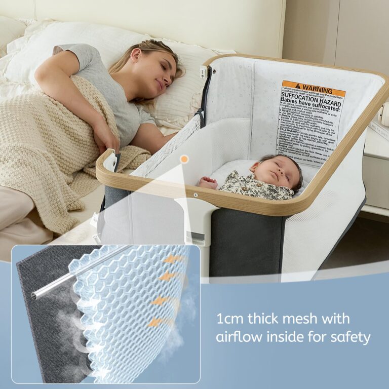 VaVaSoo Rocking Bassinet for Baby Electric Automatic Bedside Sleeper Rocks Itself 3 Motion Auto Rolling Newborn Cradle 5 Height Adjustable with Music, Wheels, Storage, Dark Grey - Image 6