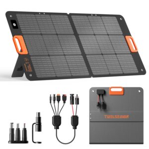 110W Portable Solar Panel for Jackery/EF/Bluetti/Anker/Goal Zero Power Station, IP68 Waterproof, 24% Efficiency, MC4 Output, ETFE Foldable Solar Charger with Adjustable Kickstand for Camping Outdoor