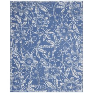Nourison Whimsicle Floral Blue 8'4" x 11'6" Area Rug, Easy Cleaning, Non Shedding, Bed Room, Living Room, Dining Room, Kitchen (8x12)