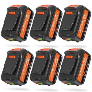 Amityke Upgraded Replacement for Dewalt 20V Battery 6000mAh Compatible with 20V Dewalt Batteries DCB205 DCB206 DCB204 DCB200 Replacement for Dewalt Battery 20V XR Cordless Power Tools 6Pack