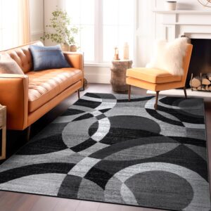 Rugshop Contemporary Abstract Circles Perfect for high Traffic Areas of Your Living Room,Bedroom,Home Office,Kitchen Area Rug 7'10" x 10'2" Gray