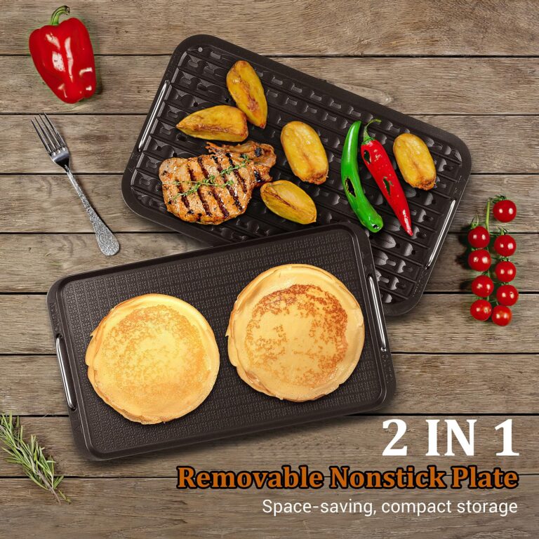 Indoor Smokeless Grill, Techwood 1500W Electric Indoor Grill with Tempered Glass Lid, Portable Non-stick BBQ Korean Grill, Turbo Smoke Extractor Technology, Drip Tray& Double Removable Plate, Black - Image 8