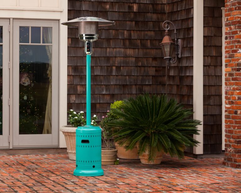 Fire Sense 61130 All Seasons Patio Heater With Wheels 46,000 BTU Output Electronic Ignition System Portable Outdoor Propane Heater Patio Heater - Aqua Blue - Image 8