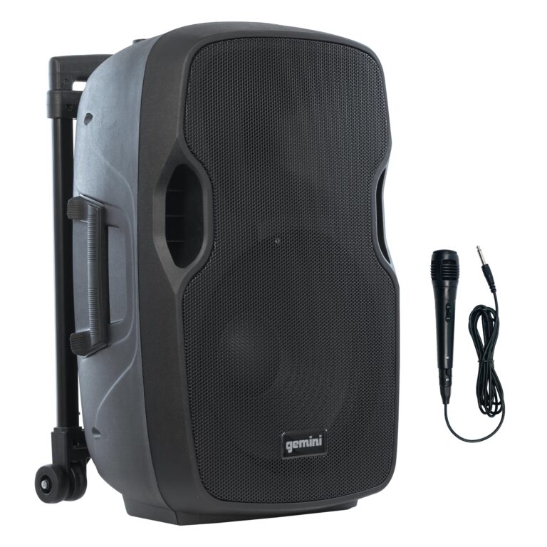 Gemini 12” 1500W Wireless Battery-Powered Bluetooth PA Speaker with Mic & Guitar Inputs, USB/SD/FM – Rugged Pro Audio for Outdoor Events, Instructors & Musicians