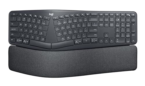 Logitech ERGO K860 Wireless Ergonomic Keyboard - Split Keyboard, Wrist Rest, Natural Typing, Stain-Resistant Fabric, Bluetooth and USB Connectivity, Compatible with Windows/Mac, Black