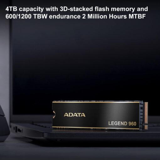 ADATA 4TB SSD Legend 960, NVMe PCIe Gen4 x 4 M.2 2280, Speed up to 7,400MB/s, Internal Solid State Drive for PS5 with Heatsink, Gaming, High Performance Computing, Super Endurance with 3D NAND - Image 2