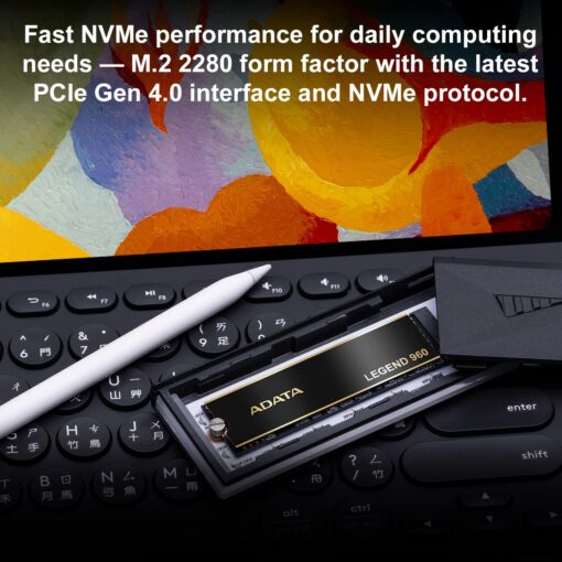 ADATA 4TB SSD Legend 960, NVMe PCIe Gen4 x 4 M.2 2280, Speed up to 7,400MB/s, Internal Solid State Drive for PS5 with Heatsink, Gaming, High Performance Computing, Super Endurance with 3D NAND - Image 6