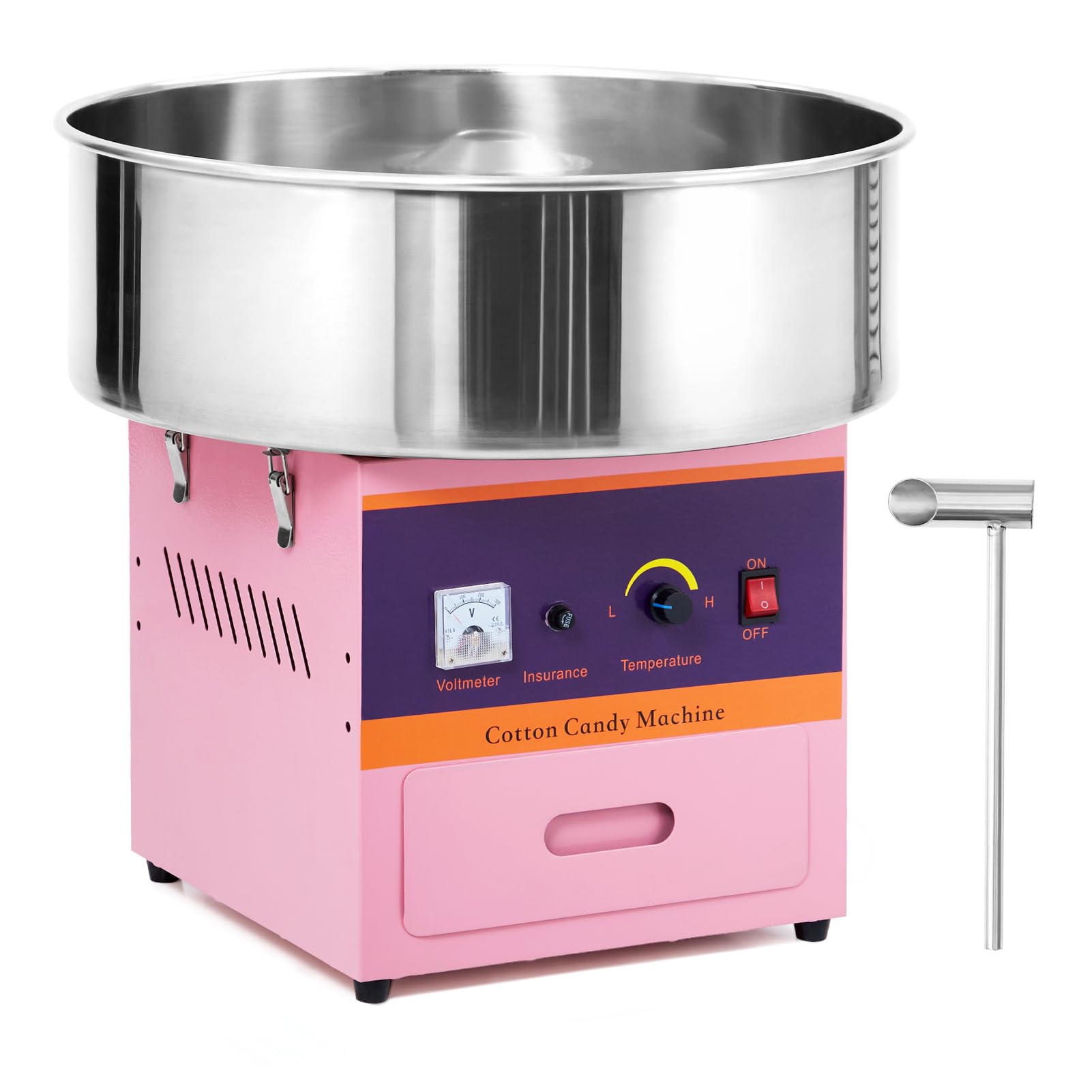 GAOMON Cotton Candy Machine Commercial, 1000W Electric Cotton Candy Machine, Cotton Candy Maker with Stainless Steel Bowl, Sugar Scoop, Storage Drawer, Perfect for Family Party, Kids Birthday, Pink
