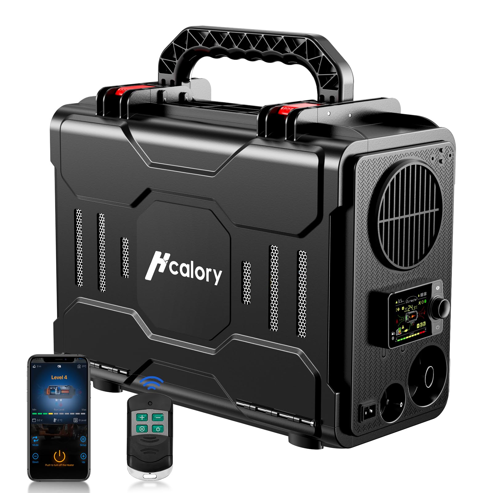 HCALORY 12V Portable Diesel Air Heater, 5KW All-in-One Diesel Parking Heater, Parking Bunk Heater with Bluetooth APP Control and LCD Monitor for Car Trucks Boat Bus RV Motor-Homes and camper