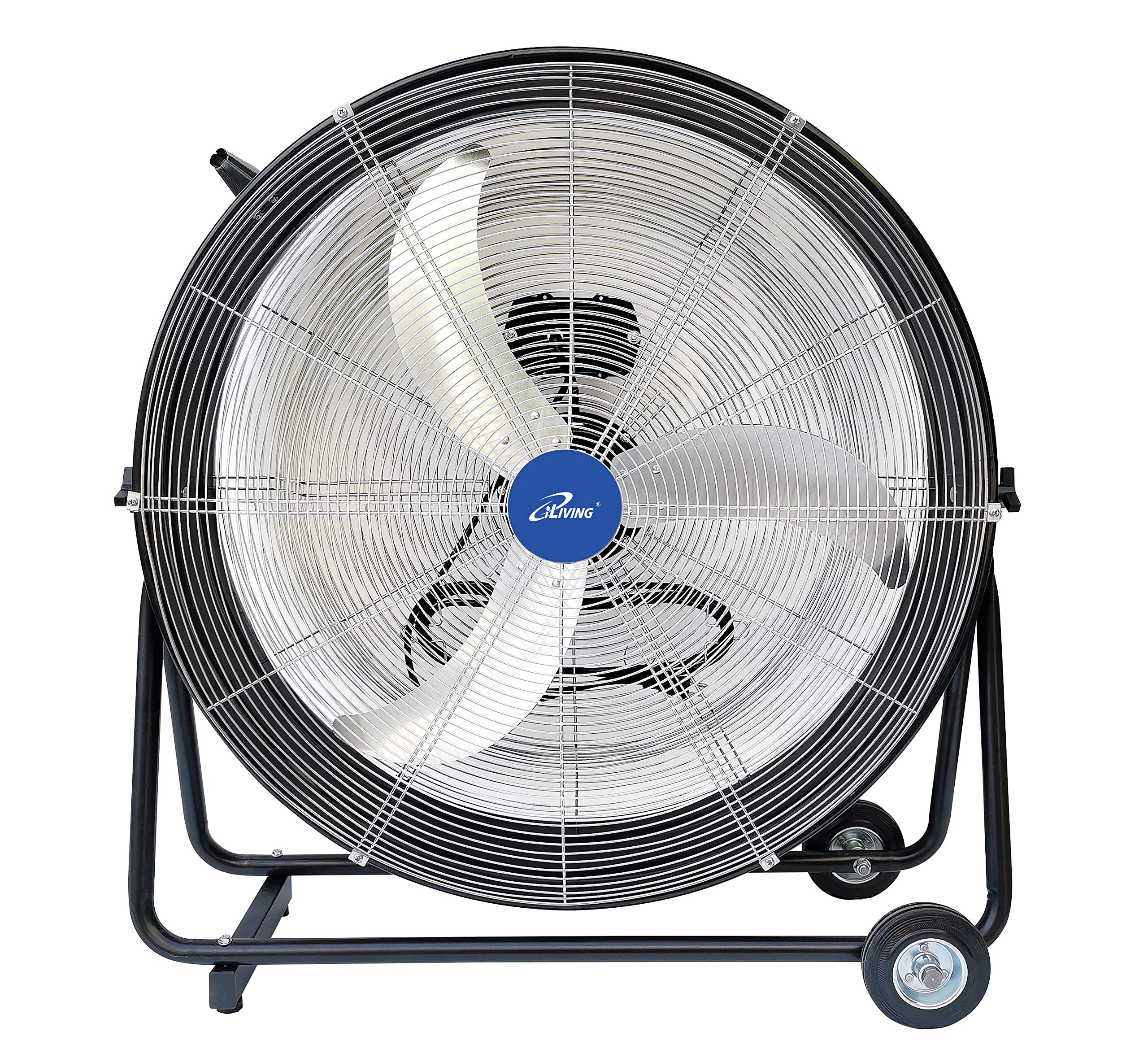 iLIVING 30 Inches High Velocity Drum Fan Industrial, Commercial, Air Circulator for Garage, Shop, Patio, Barn, Greenhouse, Speed Control 8300CFM, UL Listed,Black