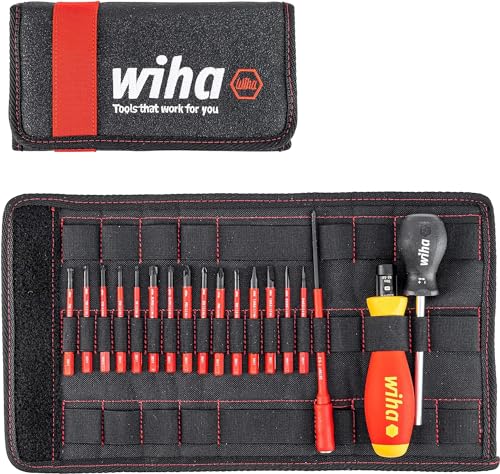 Wiha TorqueVario-S Electric Screwdriver Set, 18-Piece with Insulated ClicFix Bit Holder, Torq-Set, Multicolor