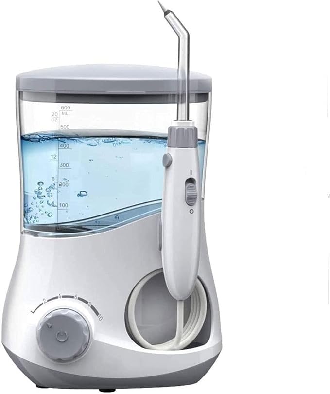 Lsrwhnyy Dental Water Flosser, Oral Irrigator, Water Teeth Cleaner, 600 ML Capacity for Tooth Cleaning, Waterproof Leakproof, Ideal for Home Oral Care (White)