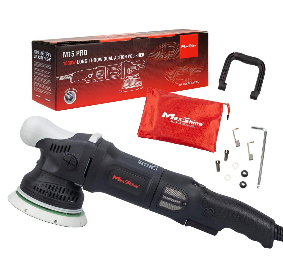 Maxshine M15 Pro Series II Dual Action Polisher - 1000W, 6-Speed, 15mm Throw, 5” Disc, 5/8” Thread - Auto Detailing Tool for Paint Protection, Swirl & Scratch Repair, Glossy Shine, Restoration
